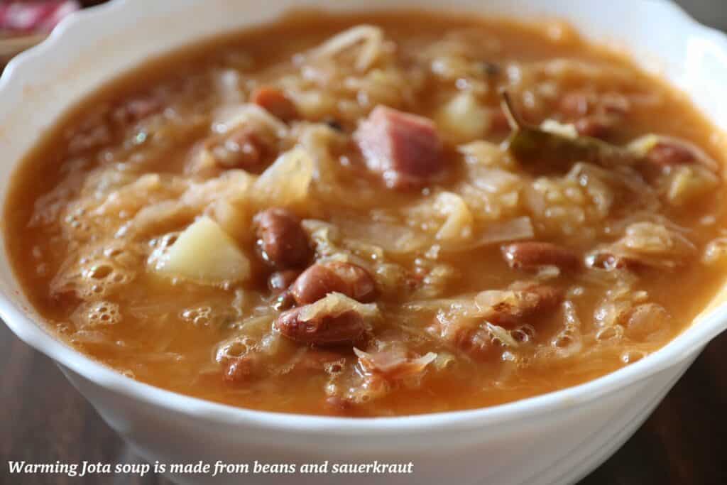 Single bowl of jota, a hearty bean and sauerkraut soup - culinary guide to Friuli Venezia Giulia