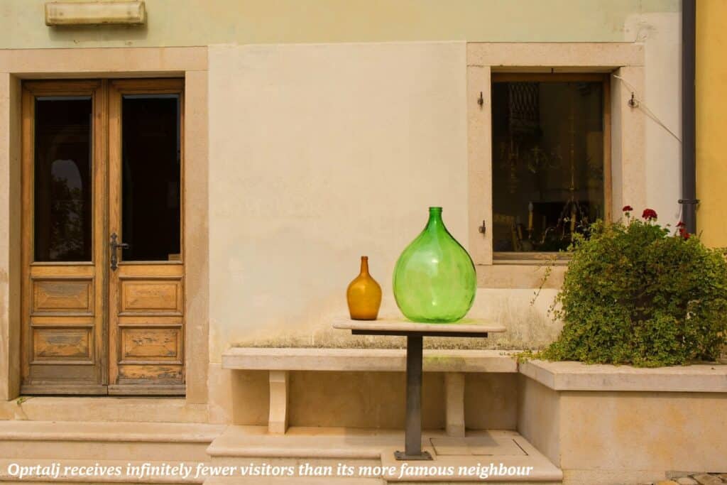 Table on a street in Oprtalj in Croatia - Istria's hilltop towns