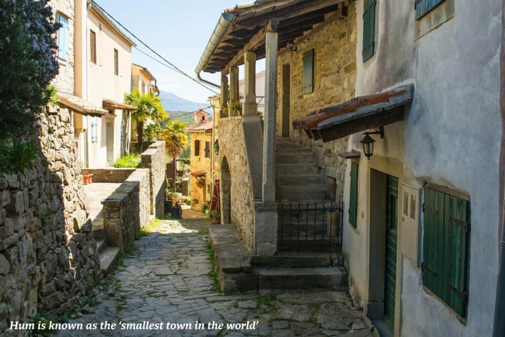 Winding back street in Hum Croatia - Istria's hilltop towns