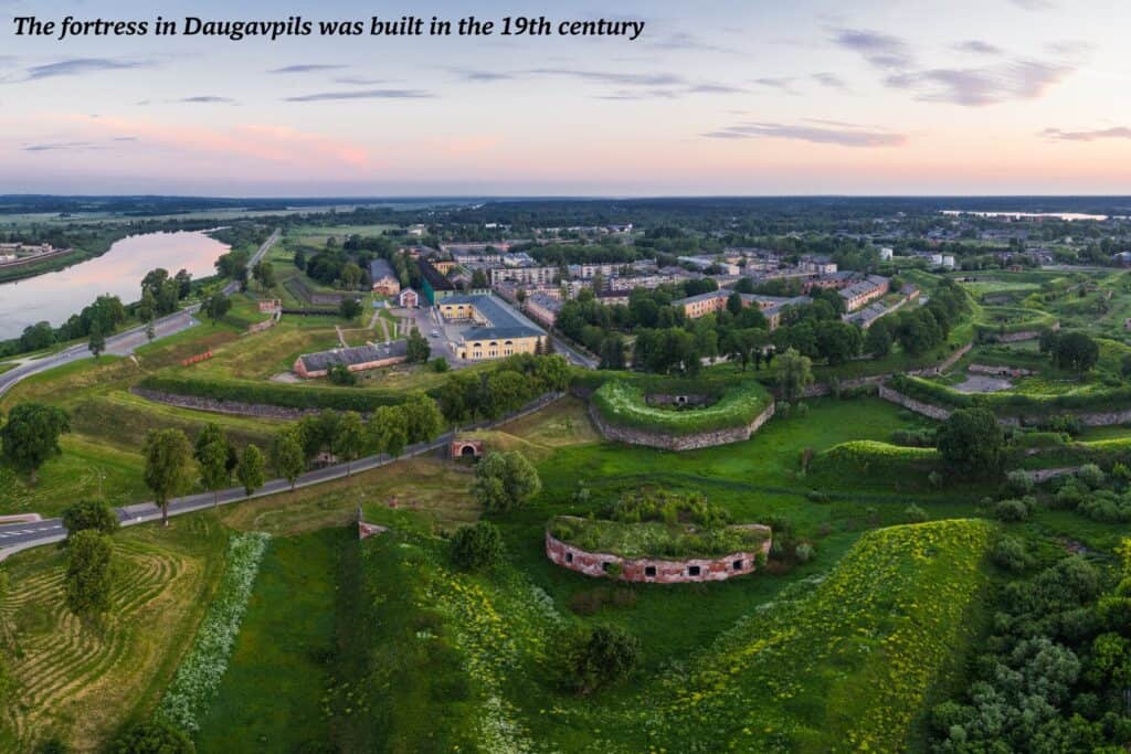Daugavpils fortress in Latvia pictured from above 