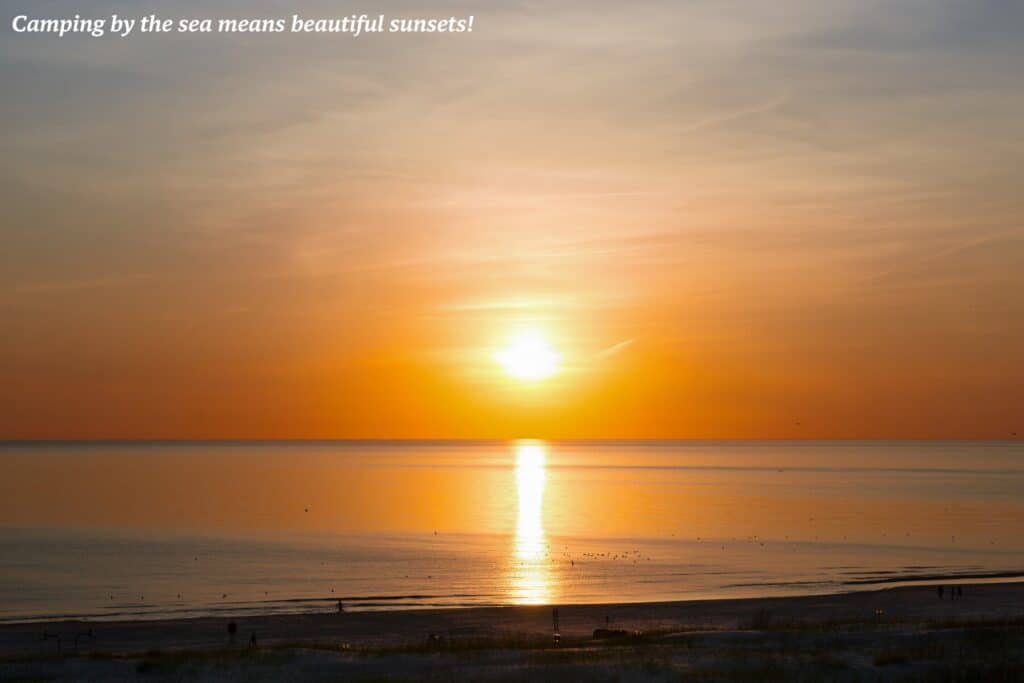 Sunset over the sea in Ventspils, best camping in Latvia 