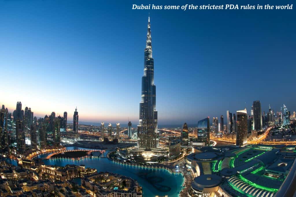 Dubai skyline at night - unusual travel rules