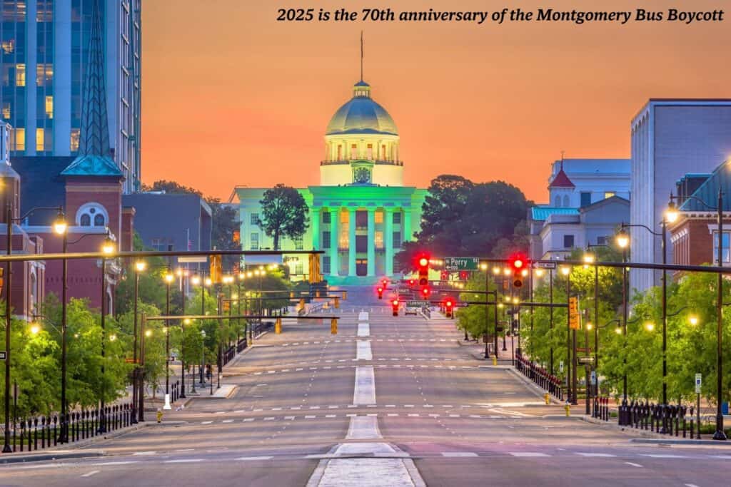 Empty street in Montgomery Alabama at night - Civil Rights sites in Alabama